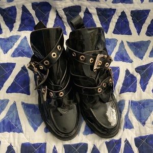 Patent Buckle Strap Cut Out Booties